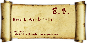 Breit Valéria névjegykártya